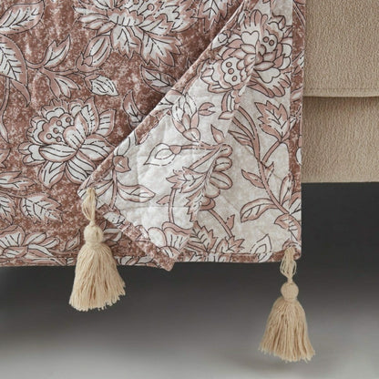 Zara Floral Block Reversible Cotton Throw Blanket | Plow & Hearth