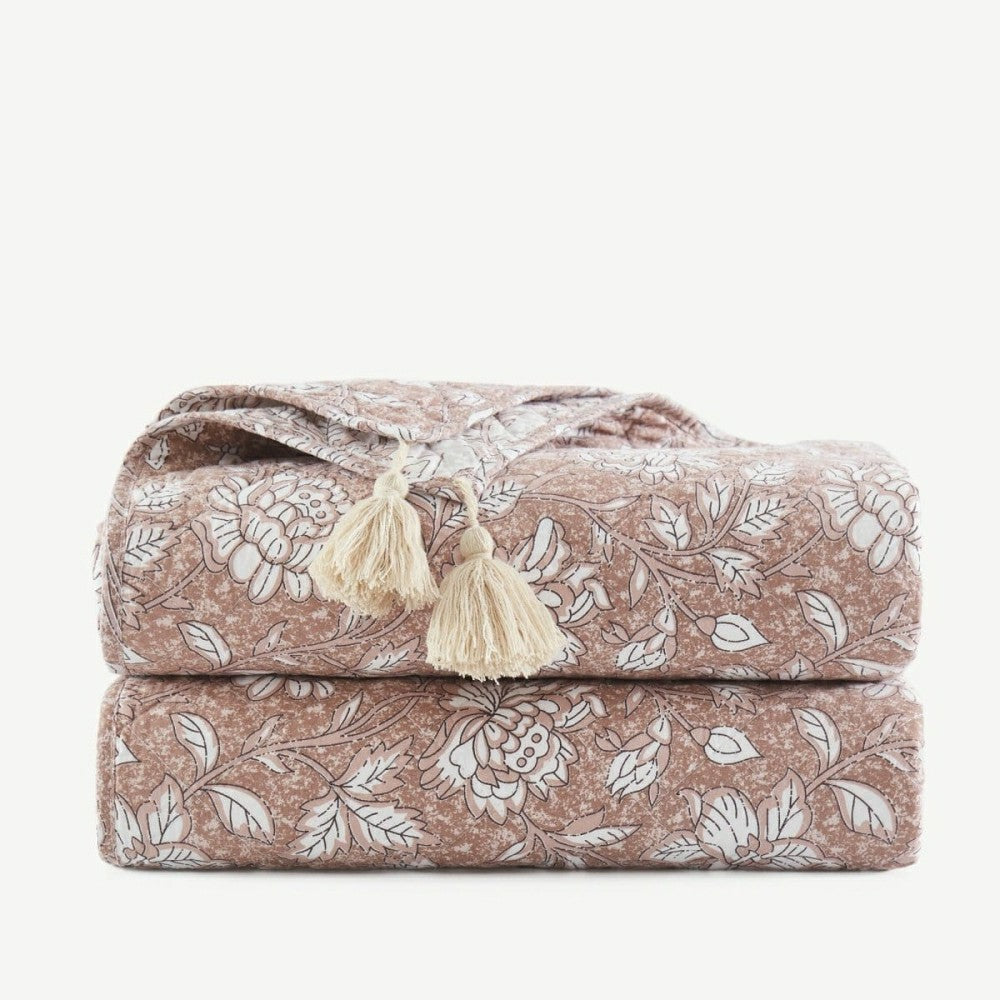 Zara Floral Block Reversible Cotton Throw Blanket | Plow & Hearth
