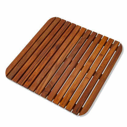 Redfish Oiled Teak Shower and Bath Mat 19.6″ x 19.6″ | Plow & Hearth