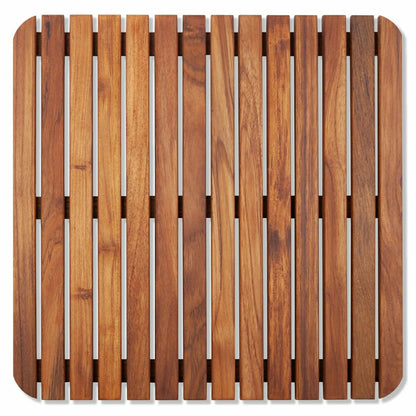 Redfish Oiled Teak Shower and Bath Mat 19.6″ x 19.6″ | Plow & Hearth