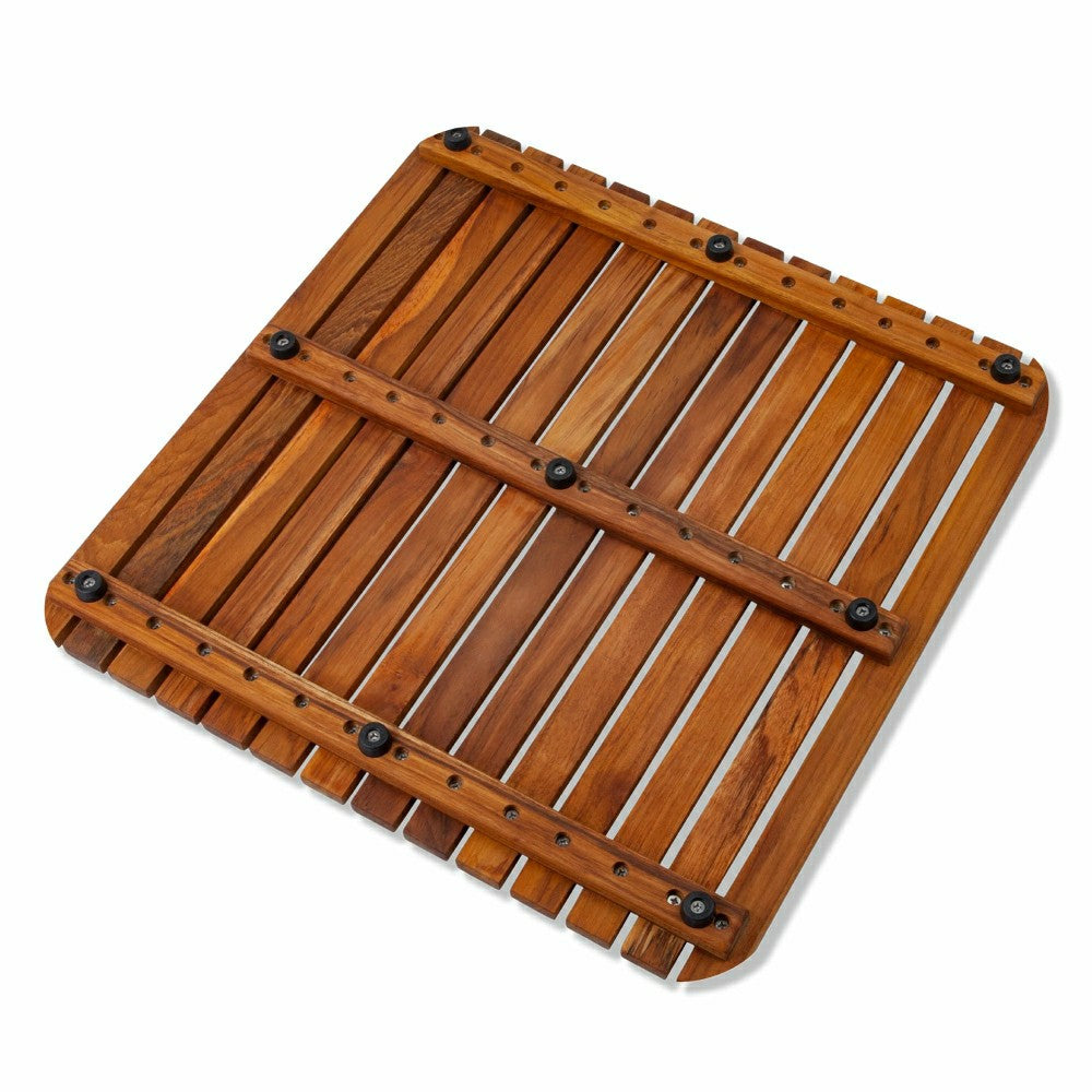 Redfish Oiled Teak Shower and Bath Mat 19.6″ x 19.6″ | Plow & Hearth