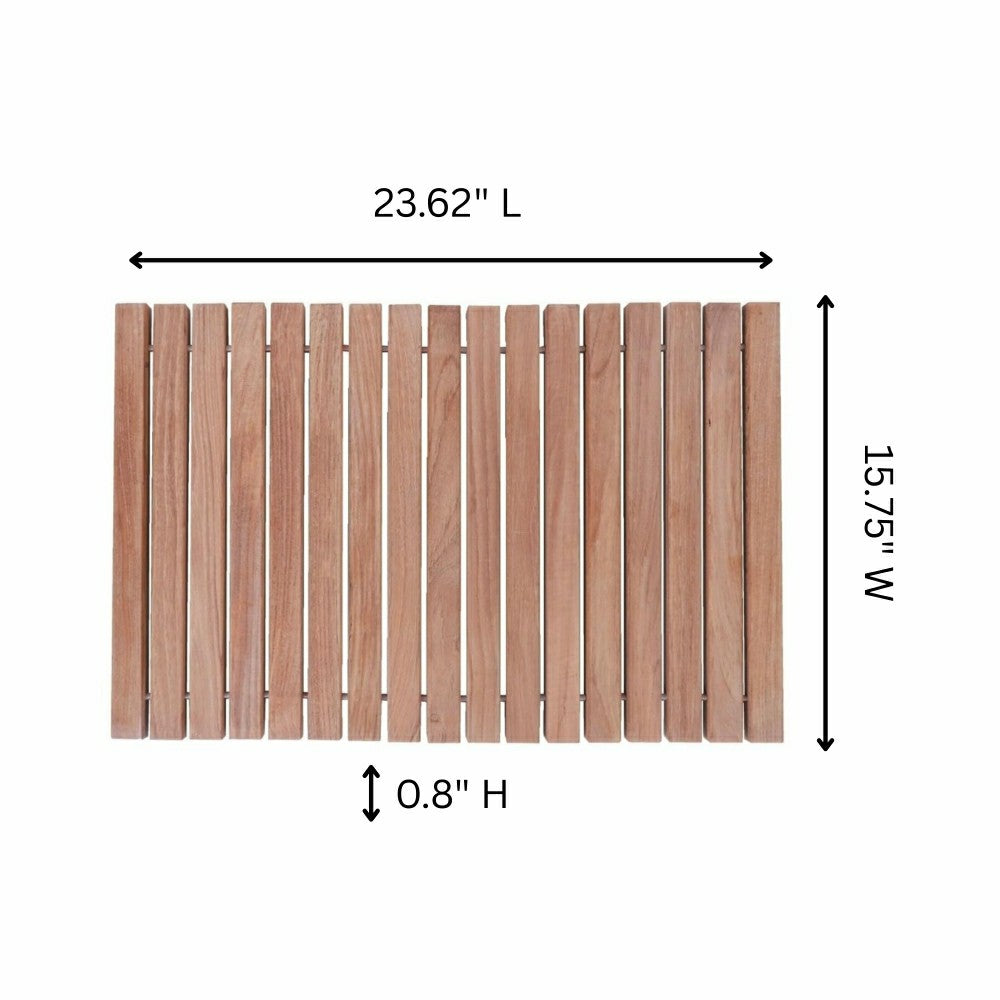 Sunriver Teak Shower and Bath String Mat with Rubber Feet 23.62" x 15. | Plow & Hearth
