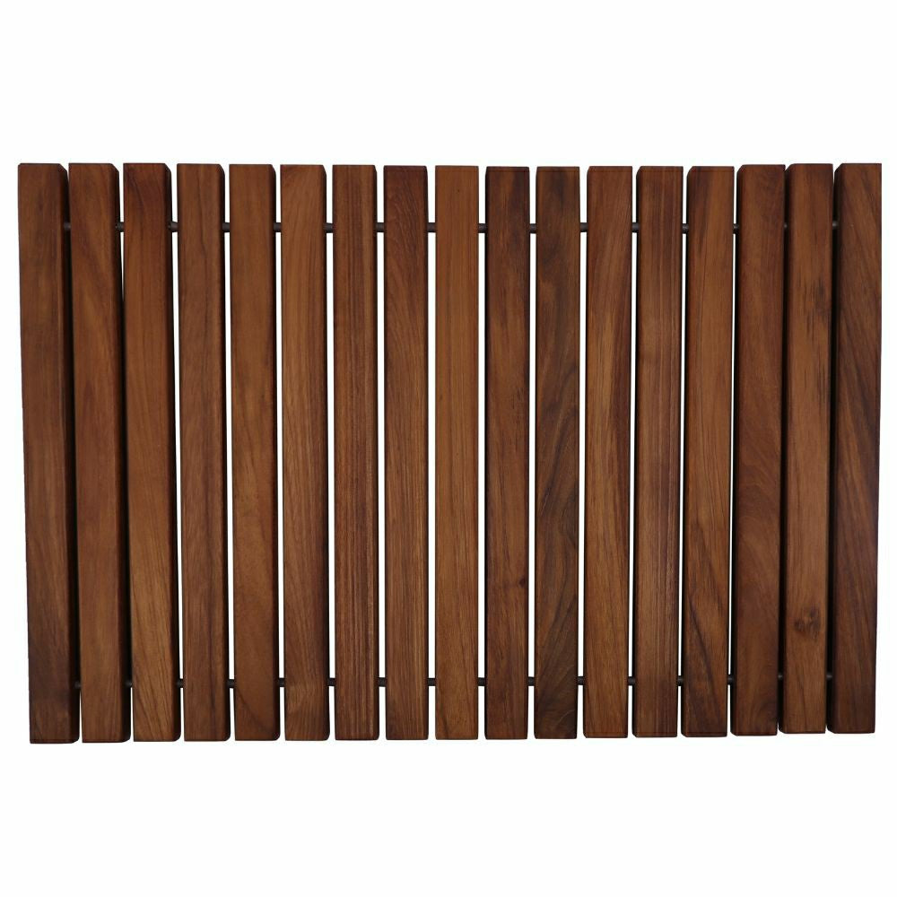 Sunriver Teak Shower and Bath String Mat with Rubber Feet 23.62" x 15. | Plow & Hearth