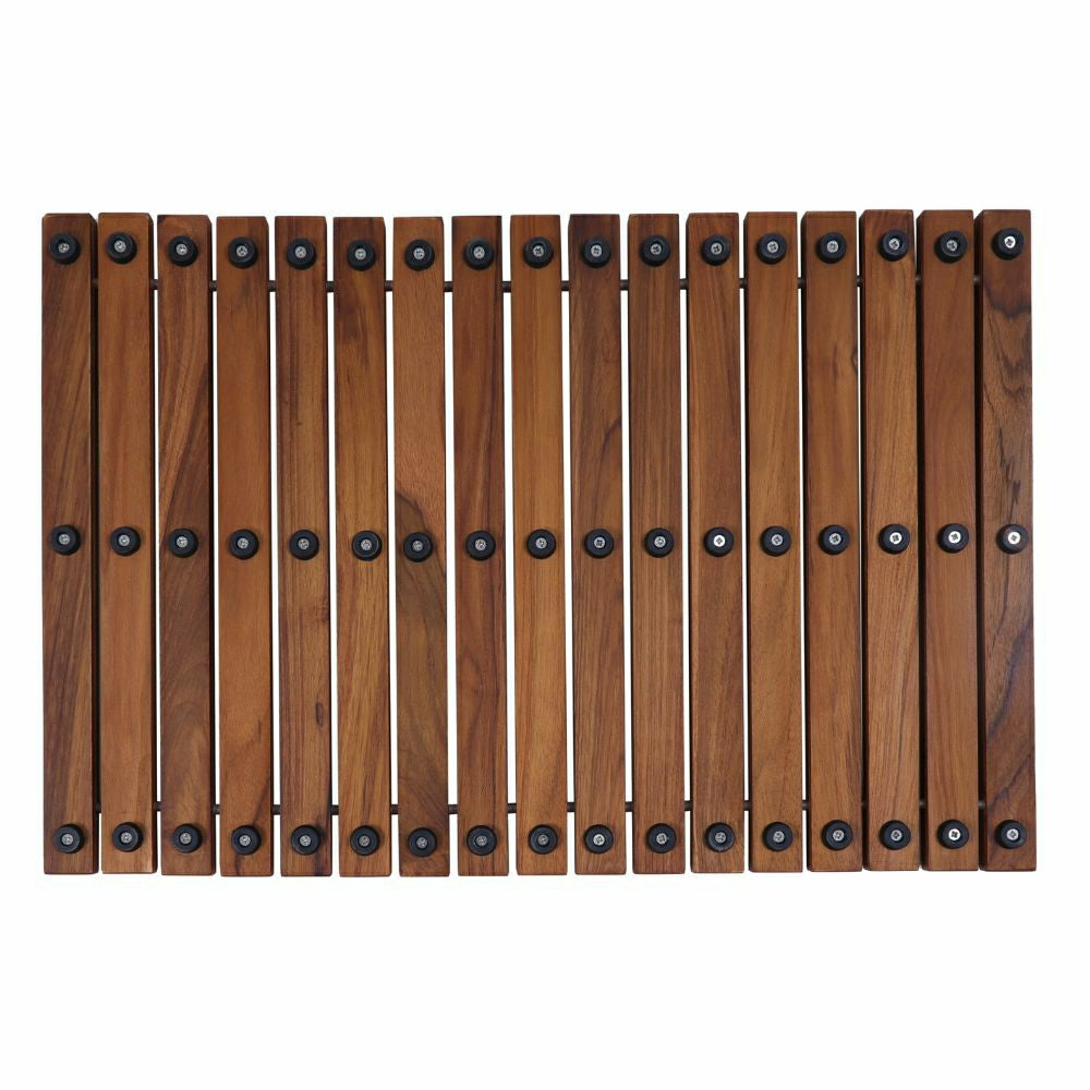 Sunriver Teak Shower and Bath String Mat with Rubber Feet 23.62" x 15. | Plow & Hearth