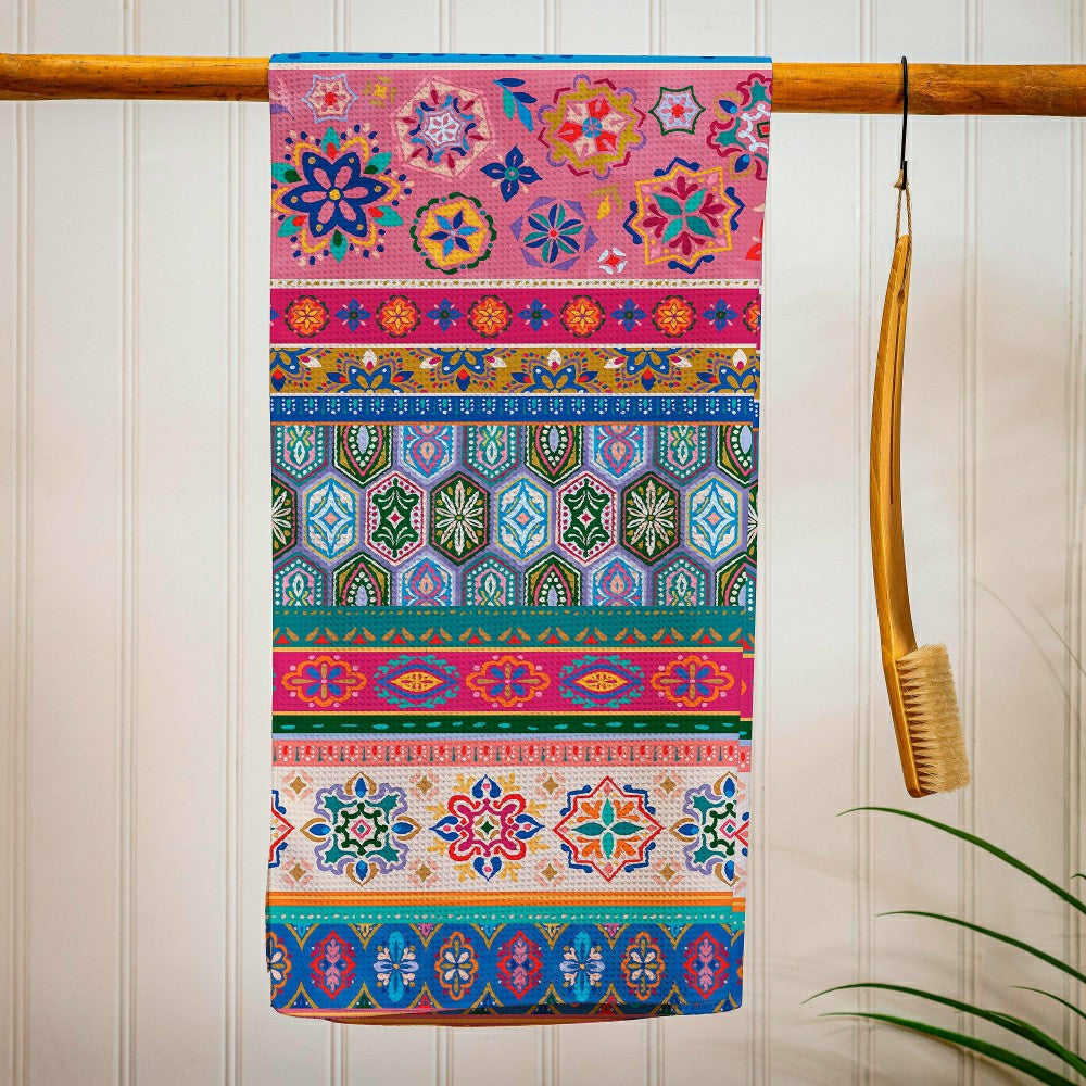 Geometric Tapestry Quick Dry Towel and Matching Carrying Case, 60" x 3 | Plow & Hearth
