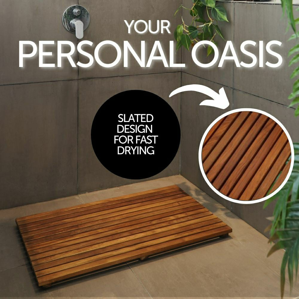 Bel Air Indoor/Outdoor Teak Bath Mat | Plow & Hearth
