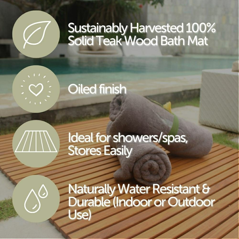 Bel Air Indoor/Outdoor Teak Bath Mat | Plow & Hearth