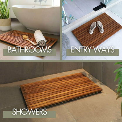 Bel Air Indoor/Outdoor Teak Bath Mat | Plow & Hearth