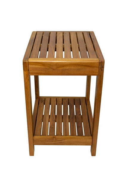 Bali Teak Shower and Bath Spa Bench with Shelf – 18″ | Plow & Hearth