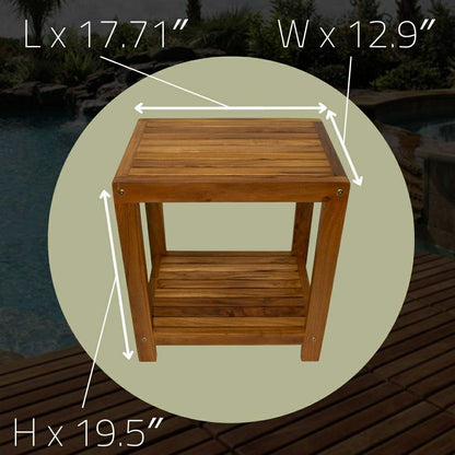 Bali Teak Shower and Bath Spa Bench with Shelf – 18″ | Plow & Hearth