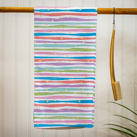 Stripes and Checkers Quick Dry Towel and Matching Carrying Case, 60" x | Plow & Hearth