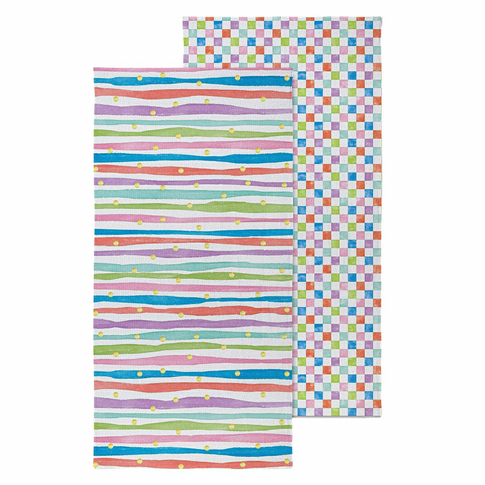 Stripes and Checkers Quick Dry Towel and Matching Carrying Case, 60" x | Plow & Hearth