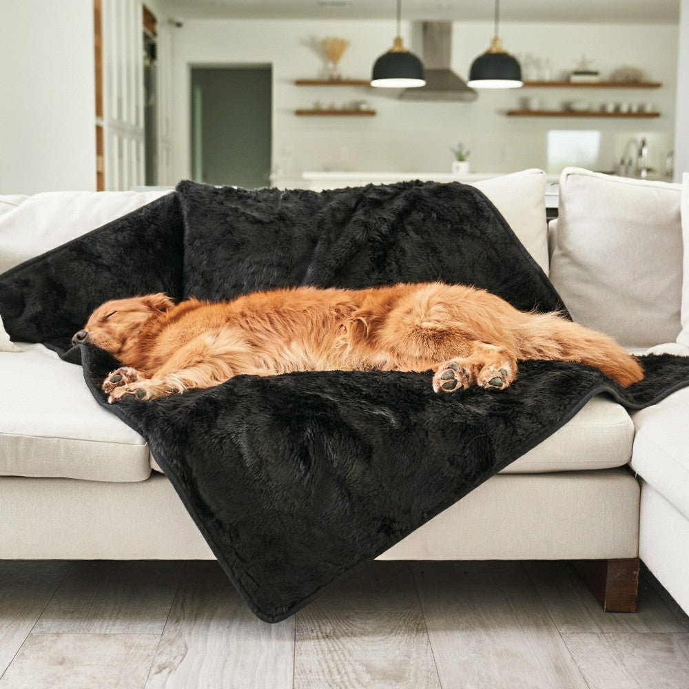 PupProtector™ Short Fur Waterproof Throw Blanket - Midnight Black | Plow & Hearth