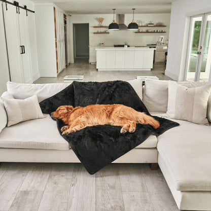 PupProtector™ Short Fur Waterproof Throw Blanket - Midnight Black | Plow & Hearth