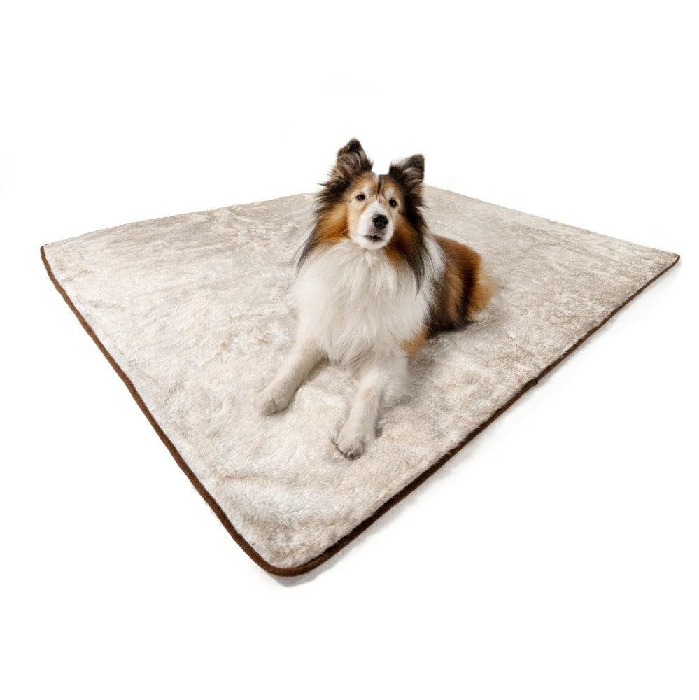 PupProtector™ Short Fur Waterproof Throw Blanket - White with Brown Ac | Plow & Hearth