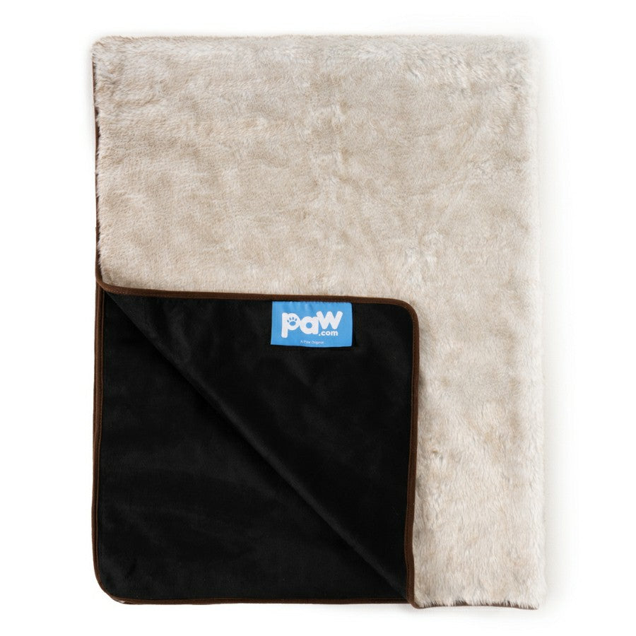 PupProtector™ Short Fur Waterproof Throw Blanket - White with Brown Ac | Plow & Hearth