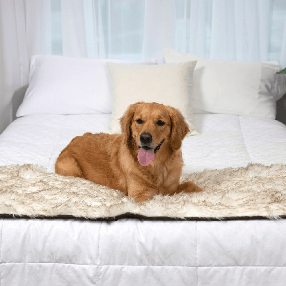 PupProtector™ Waterproof Bed Runner - White with Brown Accents | Plow & Hearth