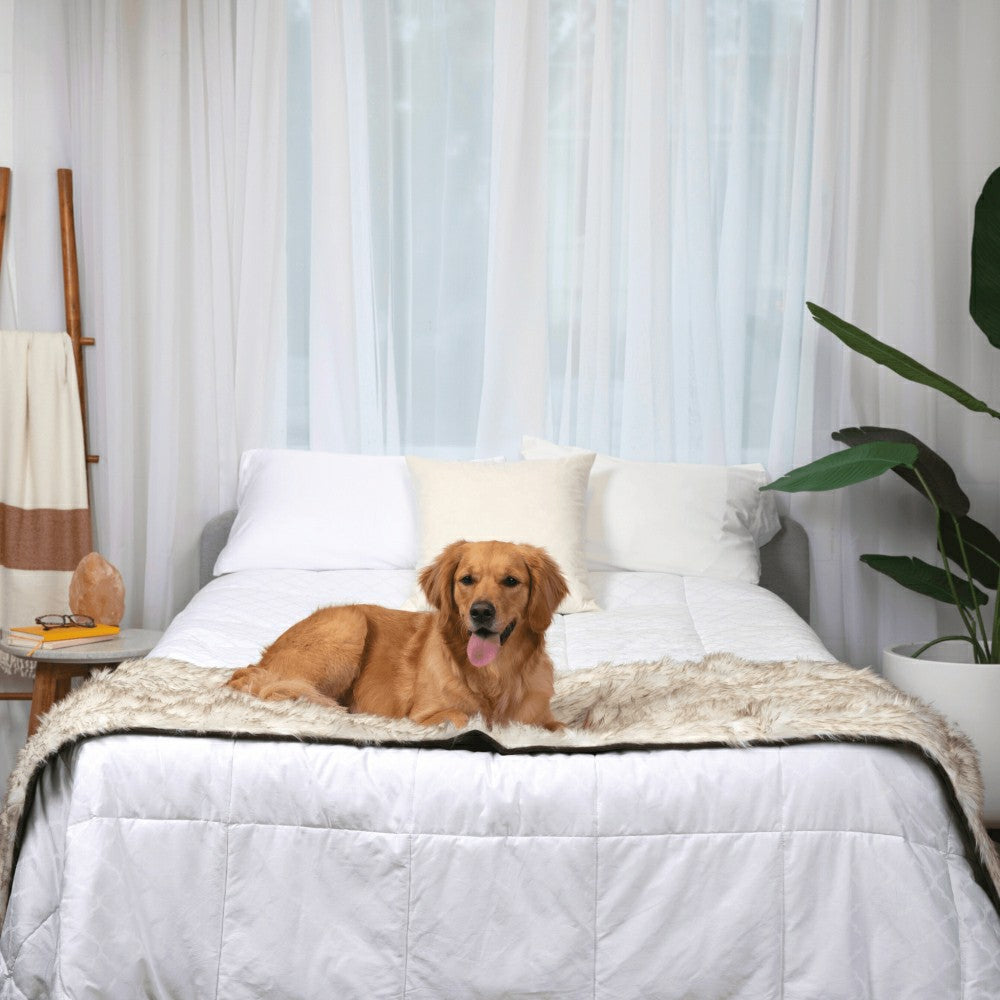 PupProtector™ Waterproof Bed Runner - White with Brown Accents | Plow & Hearth