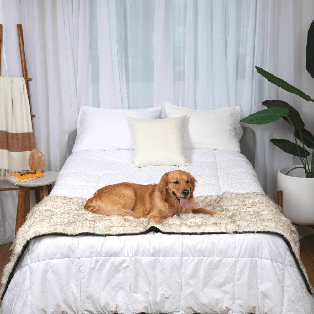 PupProtector™ Waterproof Bed Runner - White with Brown Accents | Plow & Hearth