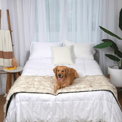 PupProtector™ Waterproof Bed Runner - White with Brown Accents | Plow & Hearth