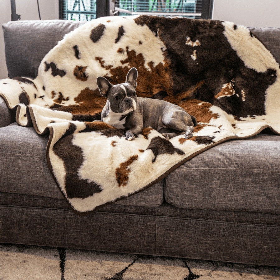 PupProtector™ Waterproof Throw Blanket - Brown Faux Cowhide | Plow & Hearth