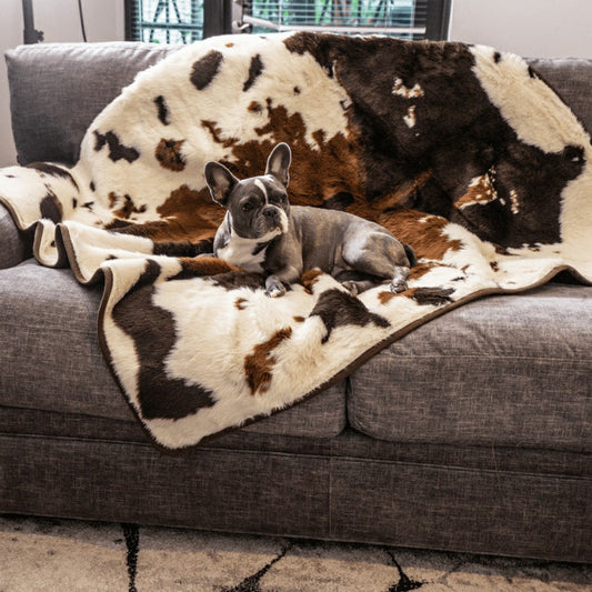 PupProtector™ Waterproof Throw Blanket - Brown Faux Cowhide | Plow & Hearth