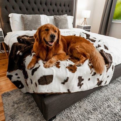PupProtector™ Waterproof Throw Blanket - Brown Faux Cowhide | Plow & Hearth