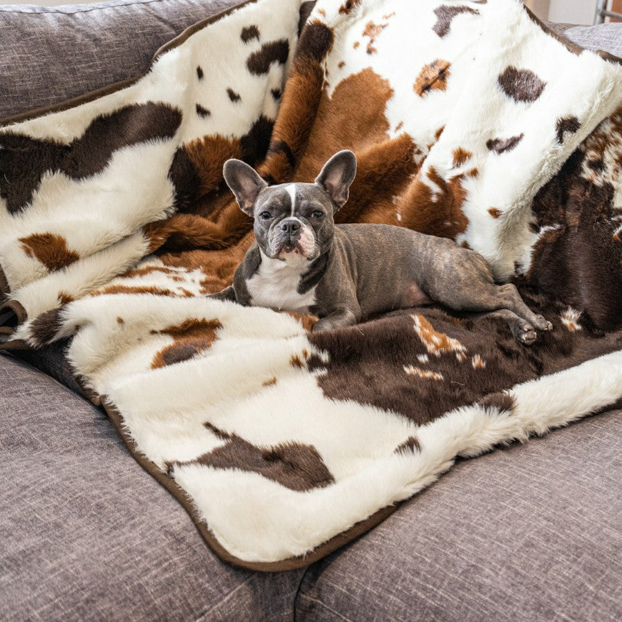 PupProtector™ Waterproof Throw Blanket - Brown Faux Cowhide | Plow & Hearth