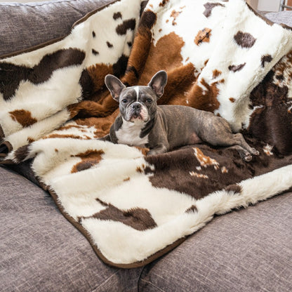 PupProtector™ Waterproof Throw Blanket - Brown Faux Cowhide | Plow & Hearth
