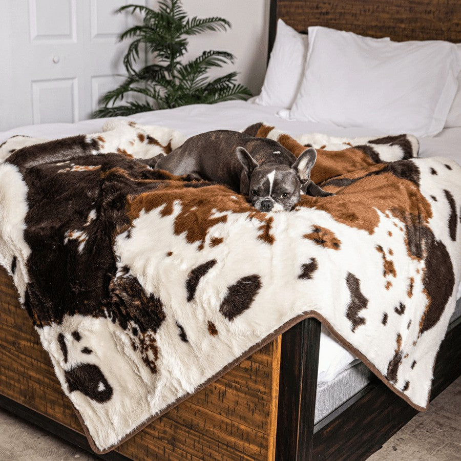 PupProtector™ Waterproof Throw Blanket - Brown Faux Cowhide | Plow & Hearth