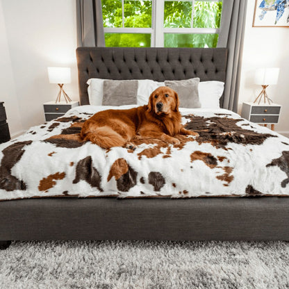 PupProtector™ Waterproof Throw Blanket - Brown Faux Cowhide | Plow & Hearth