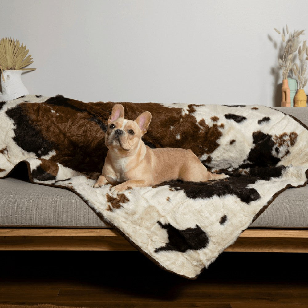 PupProtector™ Waterproof Throw Blanket - Brown Faux Cowhide | Plow & Hearth