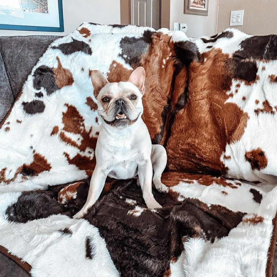 PupProtector™ Waterproof Throw Blanket - Brown Faux Cowhide | Plow & Hearth