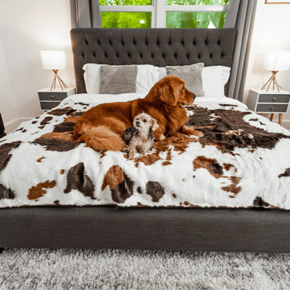 PupProtector™ Waterproof Throw Blanket - Brown Faux Cowhide | Plow & Hearth