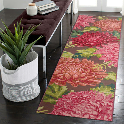 Indoor/Outdoor Chrysanthemum Polypropylene Rug, 23" x 7'6" Runner | Plow & Hearth