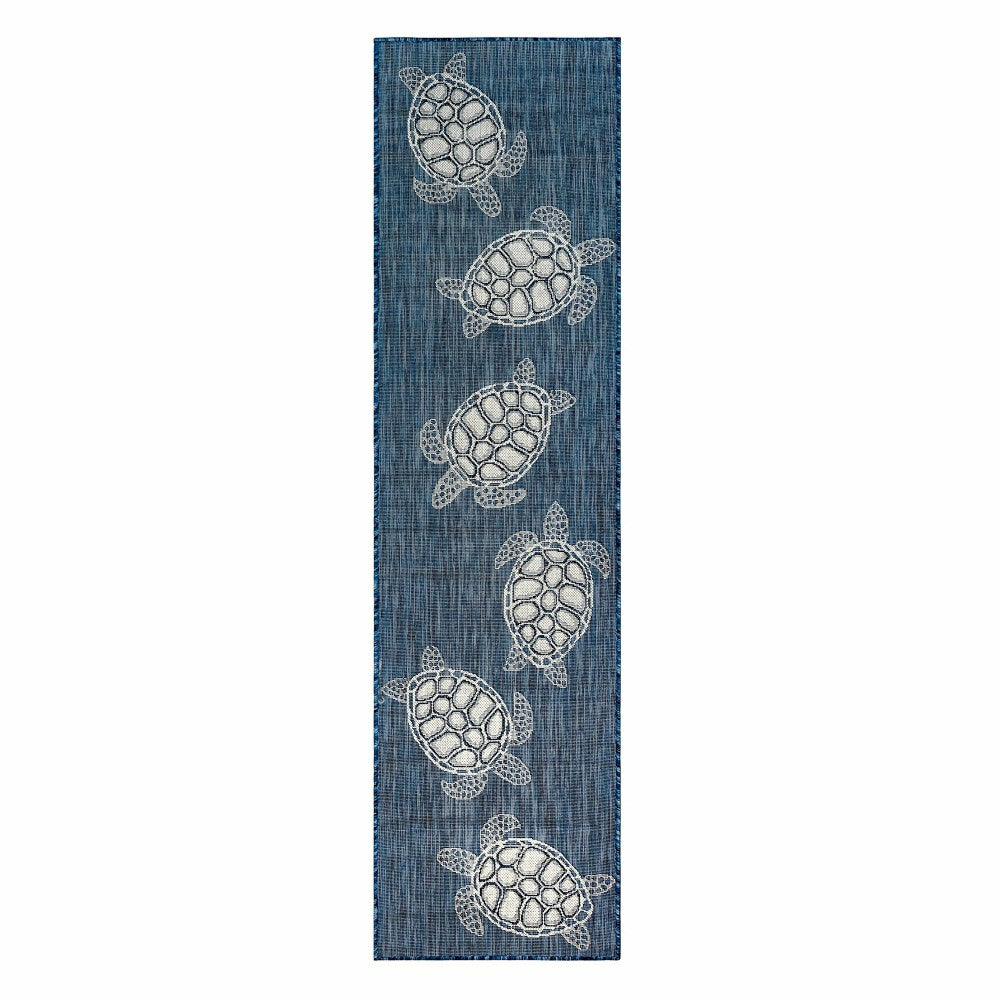 Indoor/Outdoor Textured Sea Turtles Polypropylene Runner, 23" x 7'6" | Plow & Hearth