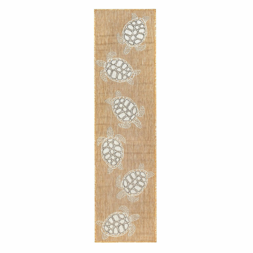 Indoor/Outdoor Textured Sea Turtles Polypropylene Runner, 23" x 7'6" | Plow & Hearth
