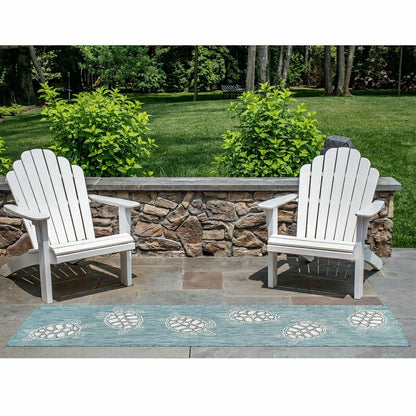 Indoor/Outdoor Textured Sea Turtles Polypropylene Runner, 23" x 7'6" | Plow & Hearth
