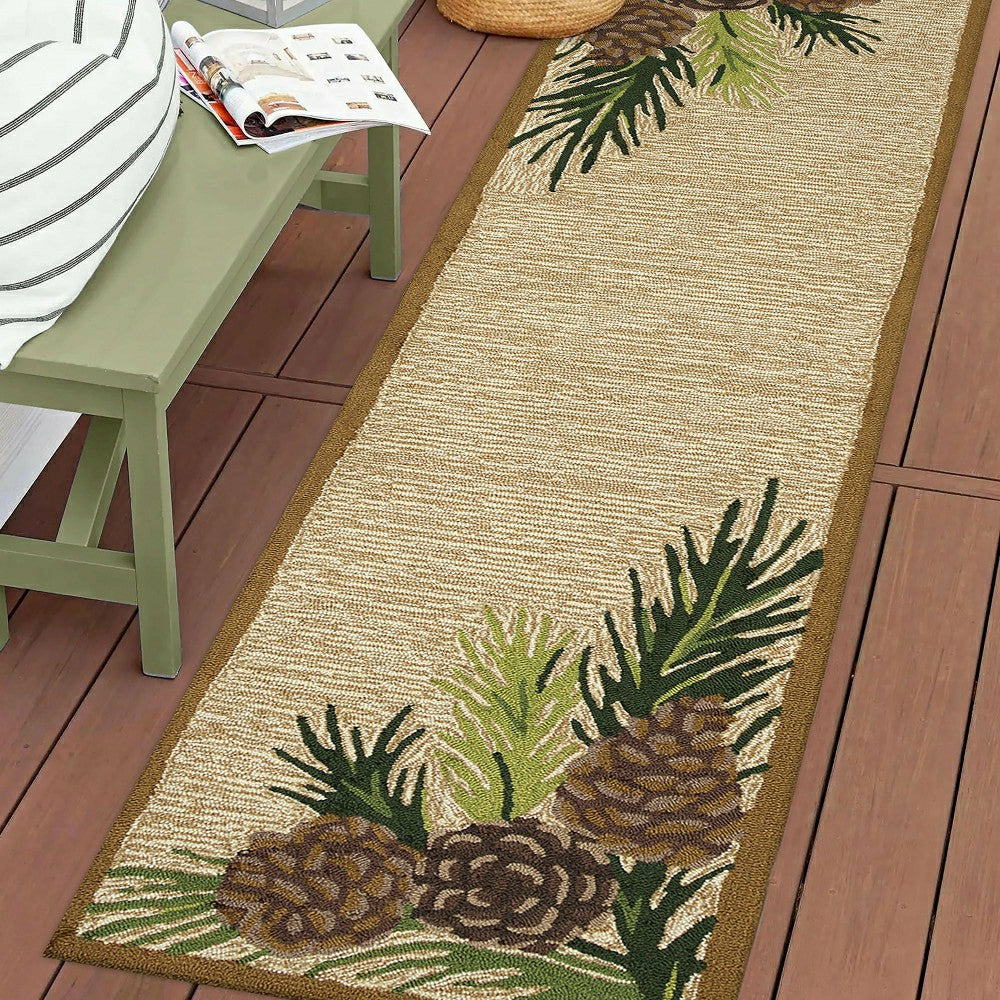 Indoor/Outdoor Forest Lake Border Rug, 2' x 8' Runner | Plow & Hearth