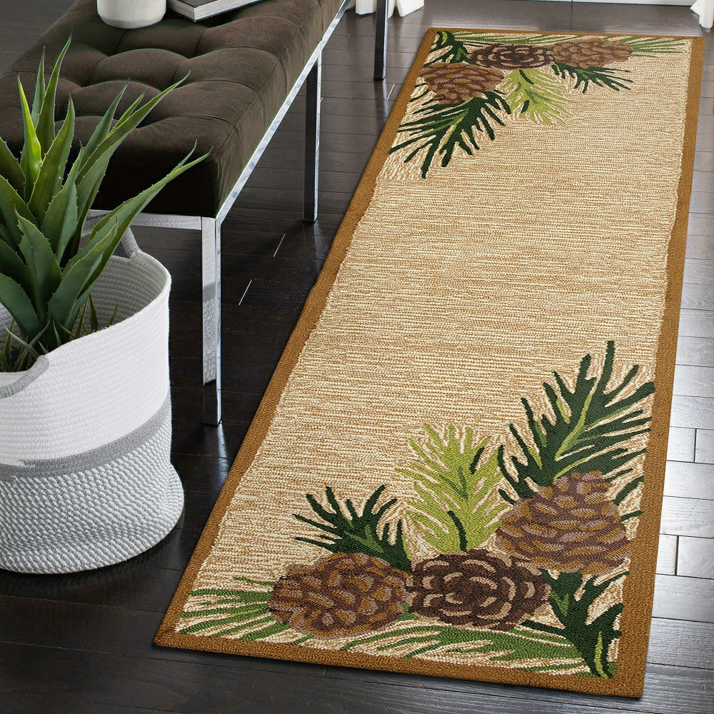 Indoor/Outdoor Forest Lake Border Rug, 2' x 8' Runner | Plow & Hearth