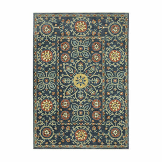 Indoor/Outdoor Clover Hill Border Polypropylene Rug, 2'3" x 7'6" Runne | Plow & Hearth