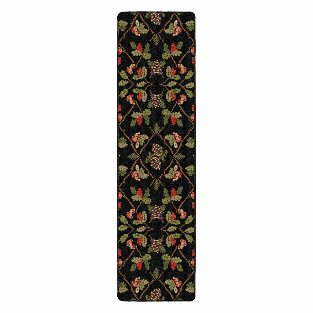 Oakwood Pine Cone and Oak Leaf Rug, 2'1" x 7'8" Runner | Plow & Hearth