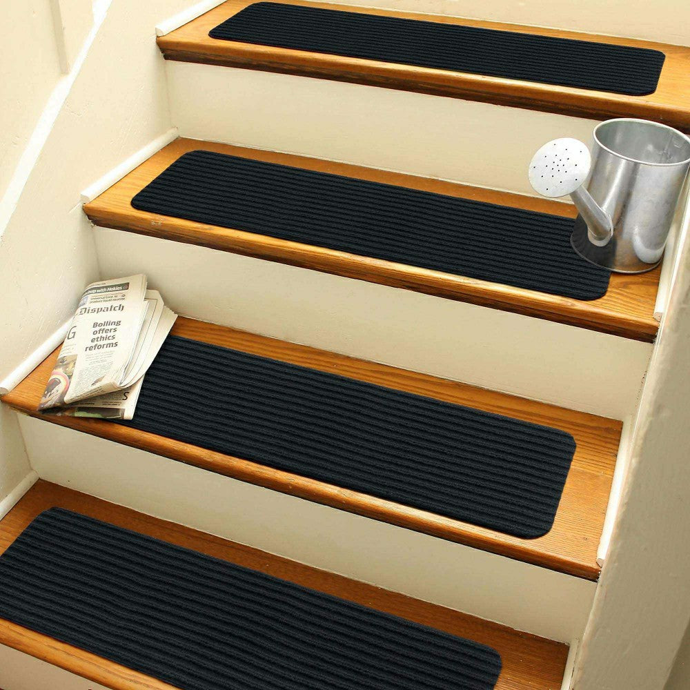 Basic Stair Tread Rugs, Black | Plow & Hearth