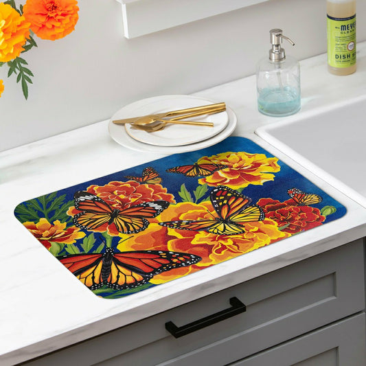 Mariposa Melody Fabric Dish Drying Mat, 20" x 15" | Plow & Hearth