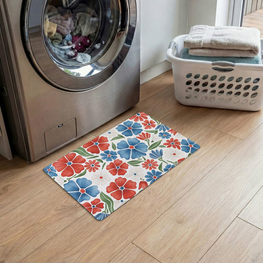 Red White & Bloom Anti-Fatigue Mat, Floral, 30"x18" | Plow & Hearth