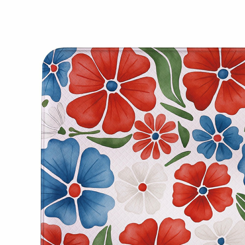 Red White & Bloom Anti-Fatigue Mat, Floral, 30"x18" | Plow & Hearth