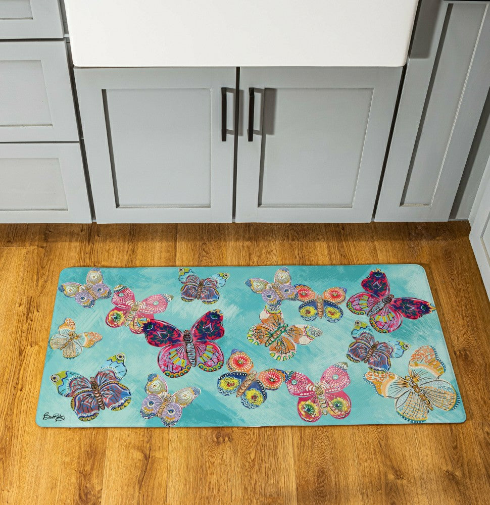 Seaside Retreat Anti-Fatigue Mat, Butterflies, 40"x20" | Plow & Hearth