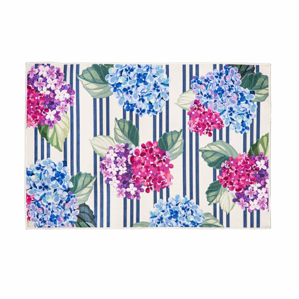 Chinoiserie Bow Floral Wreath Washable Mat 24"x36" | Plow & Hearth
