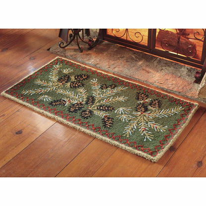 Hooked Wool Pine Cone Hearth Rug, 2' x 4' | Plow & Hearth