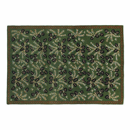 Hooked Wool Pine Cone Hearth Rug, 2' x 4' | Plow & Hearth